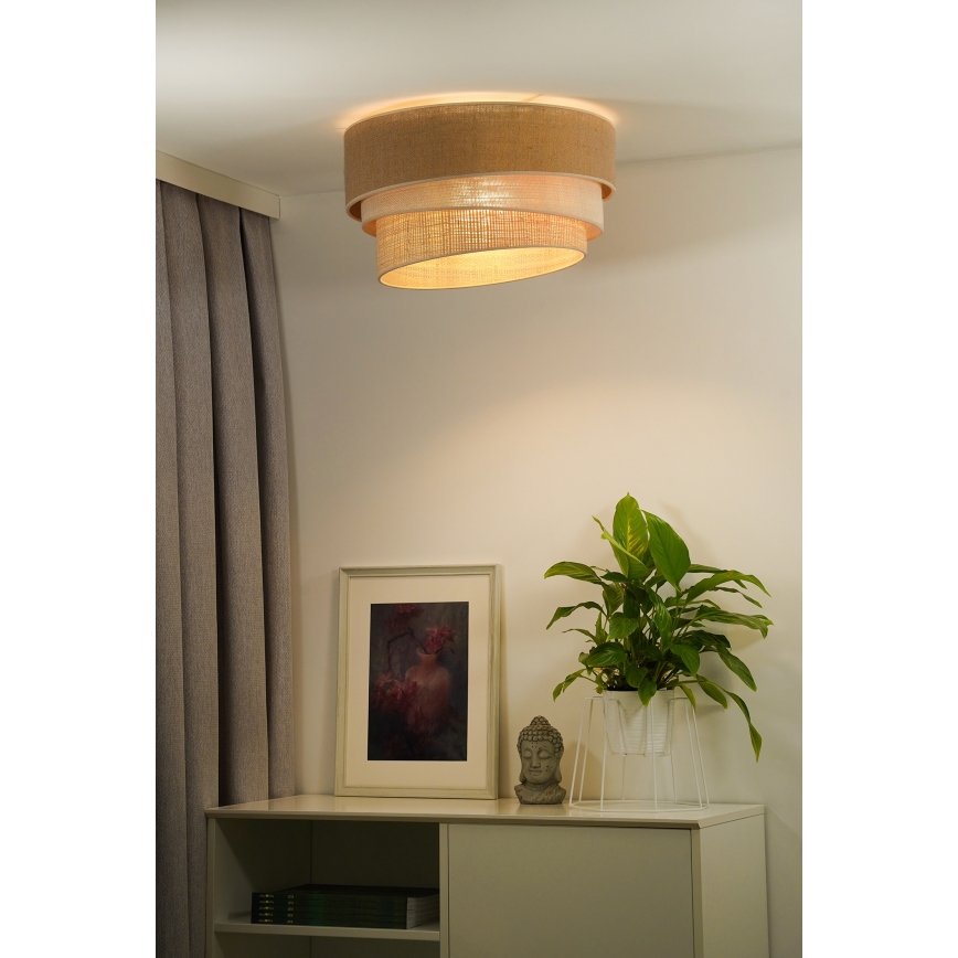 Duolla - Plafón YUTE TRIO 1xE27/15W/230V diá. 45 cm marrón/gris/beige