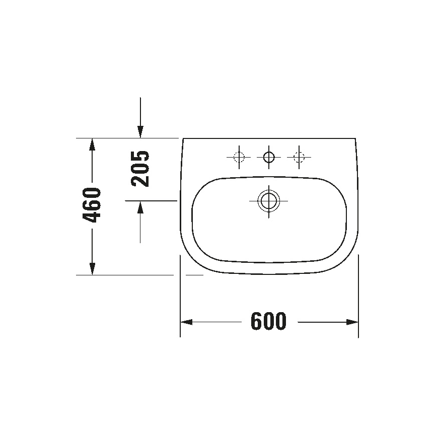 Duravit 23106000002 - Lavabo suspendido D-CODE 60x46 cm cerámica/blanco brillante