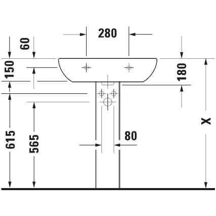 Duravit 23106500002 - Lavabo mural D-CODE 65 x 50 cm, cerámica, blanco brillante