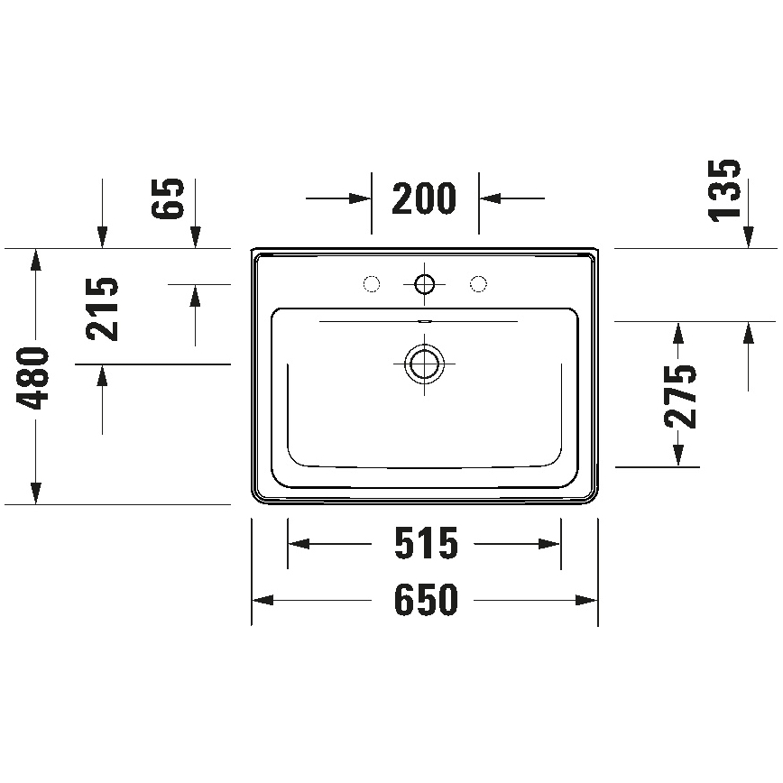 Duravit 2367650060 - Lavabo suspendido D-NEO 65 x 48 cm cerámica/blanco brillante