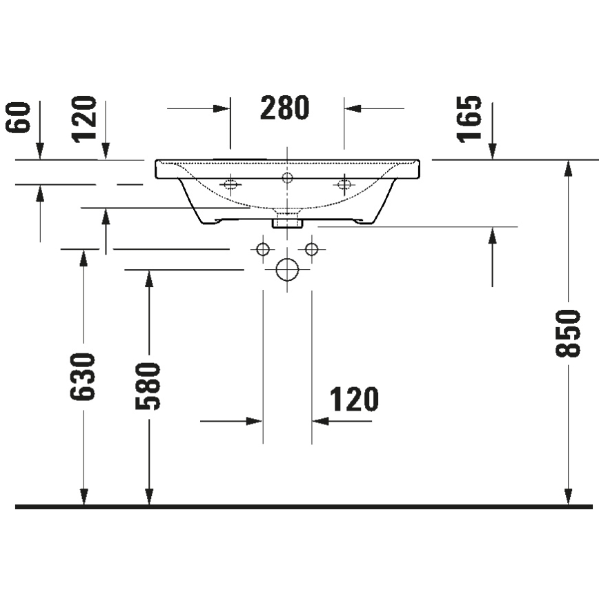 Duravit 2367650060 - Lavabo suspendido D-NEO 65 x 48 cm cerámica/blanco brillante