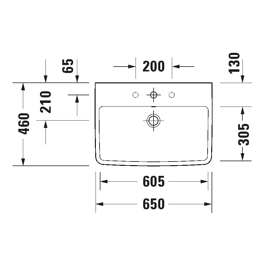 Duravit 23756500002 - Lavabo suspendido D-NEO 65x46 cm cerámica/blanco brillante
