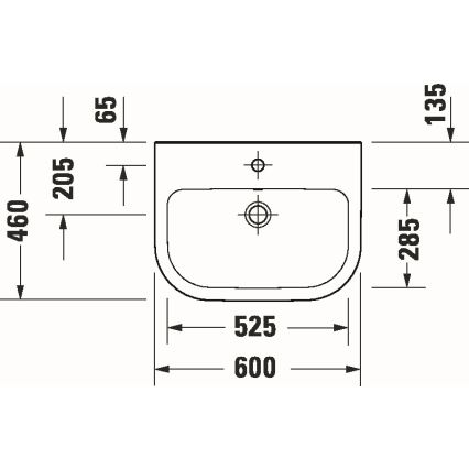 Duravit 23986000002 - Lavabo suspendido D-CODE 60x46 cm cerámica/blanco brillante