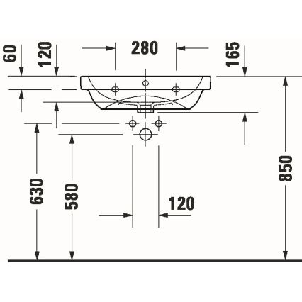Duravit 23986000002 - Lavabo suspendido D-CODE 60x46 cm cerámica/blanco brillante