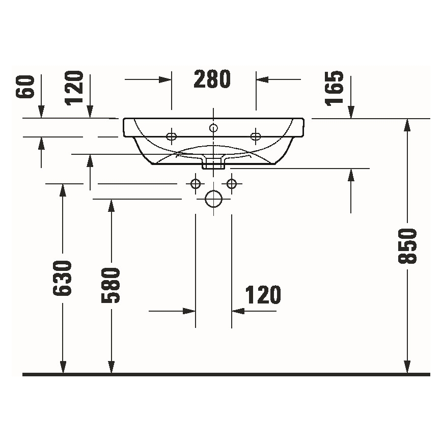 Duravit 23986000002 - Lavabo suspendido D-CODE 60x46 cm cerámica/blanco brillante