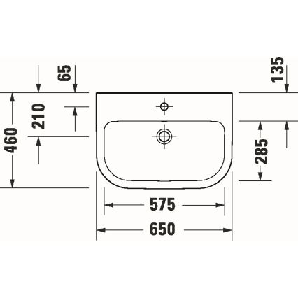 Duravit 23986500002 - Lavabo mural D-CODE 65x46 cm cerámica/blanco brillante