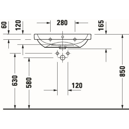 Duravit 23986500002 - Lavabo mural D-CODE 65x46 cm cerámica/blanco brillante