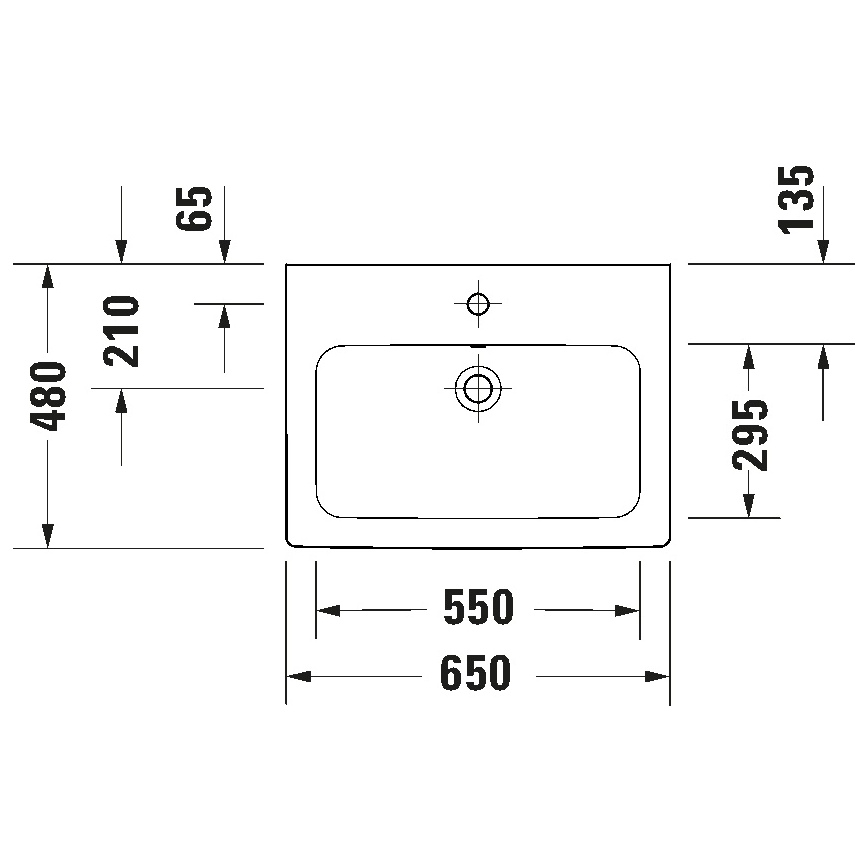 Duravit 23996500002 - Lavabo suspendido D-CODE 65x48 cm cerámica/blanco brillante