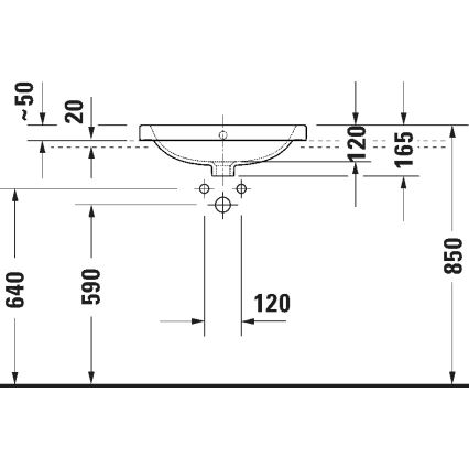 Duravit 24025500002 - Lavabo suspendido D-CODE 55x44 cm cerámica/blanco brillante