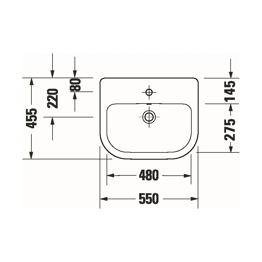 Duravit 24035500002 - Lavabo encastrado D-CODE 55x45,5 cm cerámica/blanco brillante