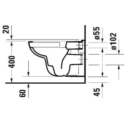 Duravit 25700920002 - Inodoro suspendido sin reborde D-CODE cerámica/blanco brillante