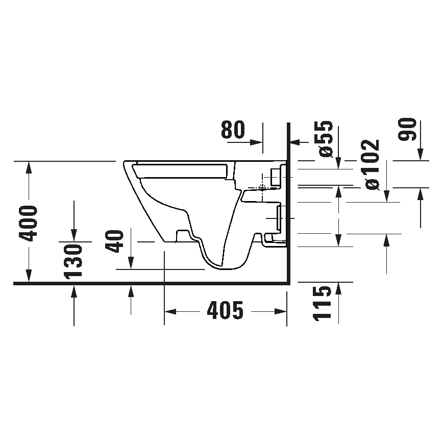 Duravit 29030900212 - Inodoro suspendido Rimless D-CODE cerámica/blanco brillante