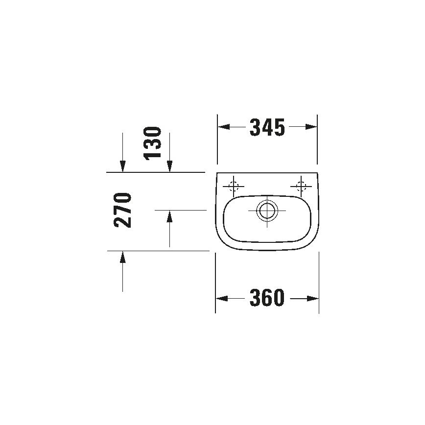 Duravit 7053600082 - Lavabo suspendido D-CODE 36x27 cm cerámica/blanco brillante