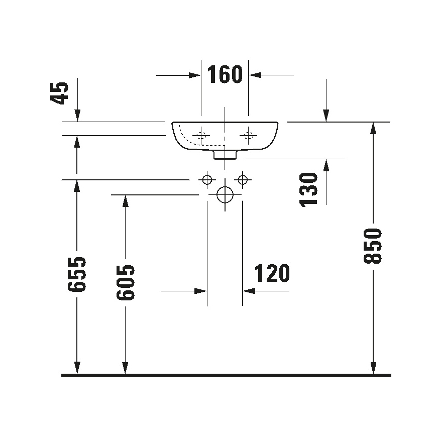 Duravit 7053600082 - Lavabo suspendido D-CODE 36x27 cm cerámica/blanco brillante