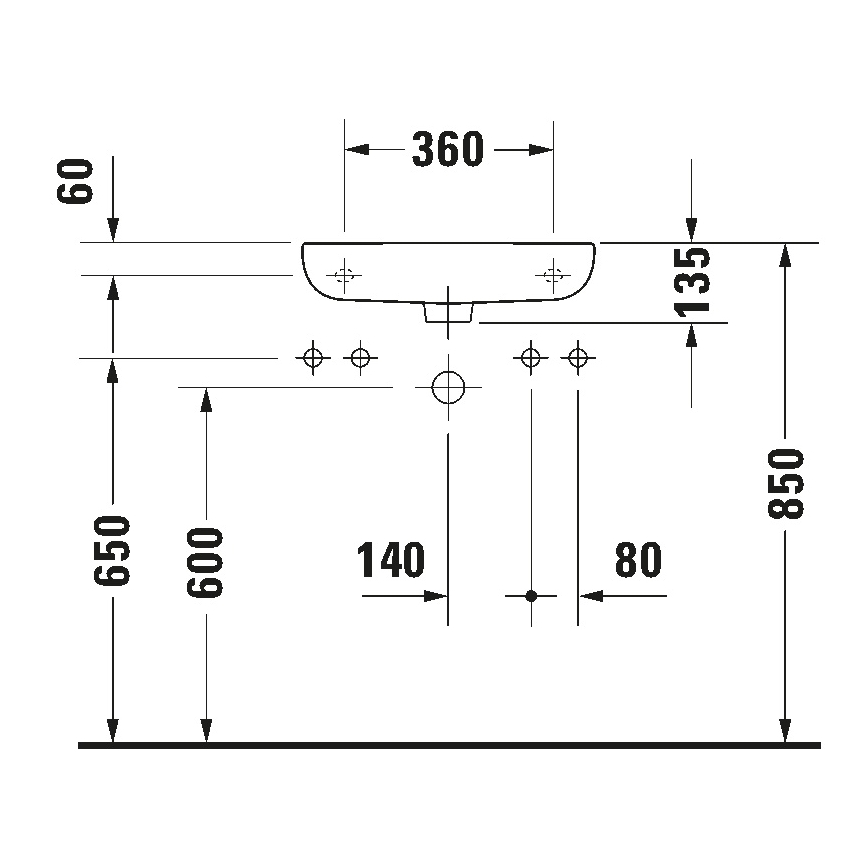 Duravit 7065000092 - Lavabo suspendido D-CODE 50x22 cm cerámica/blanco brillante