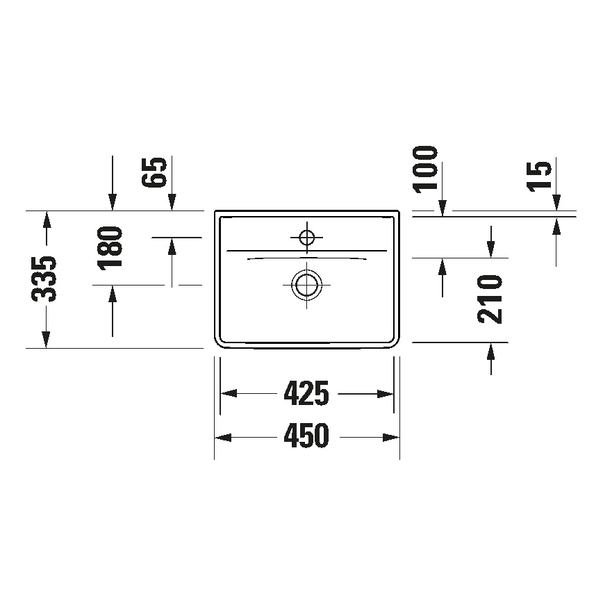 Duravit 738450041 - Lavabo suspendido D-NEO 45x33,5 cm cerámica/blanco brillante