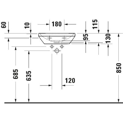 Duravit 738450041 - Lavabo suspendido D-NEO 45x33,5 cm cerámica/blanco brillante