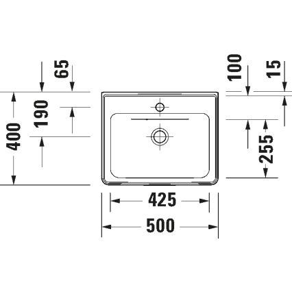 Duravit 742500060 - Lavabo suspendido D-NEO 50x40 cm cerámica/blanco brillante