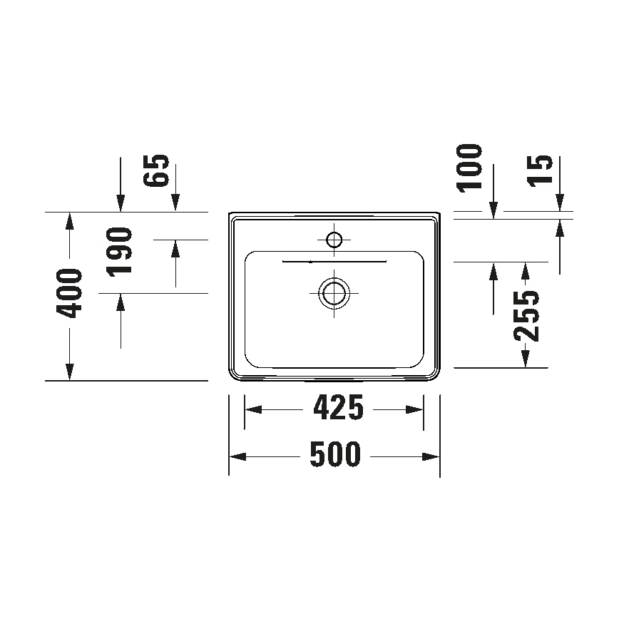 Duravit 742500060 - Lavabo suspendido D-NEO 50x40 cm cerámica/blanco brillante