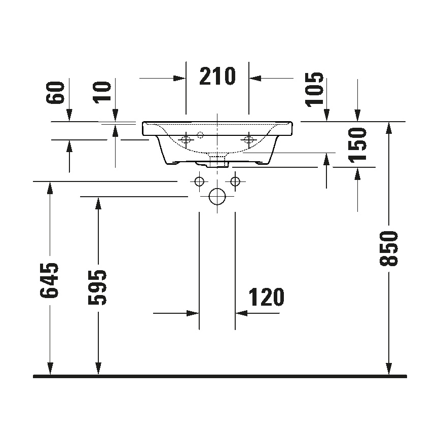Duravit 742500060 - Lavabo suspendido D-NEO 50x40 cm cerámica/blanco brillante