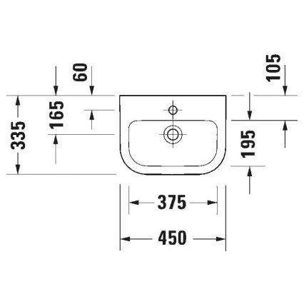 Duravit 7484500002 - Lavabo suspendido D-CODE 45x33,5 cm cerámica/blanco brillante