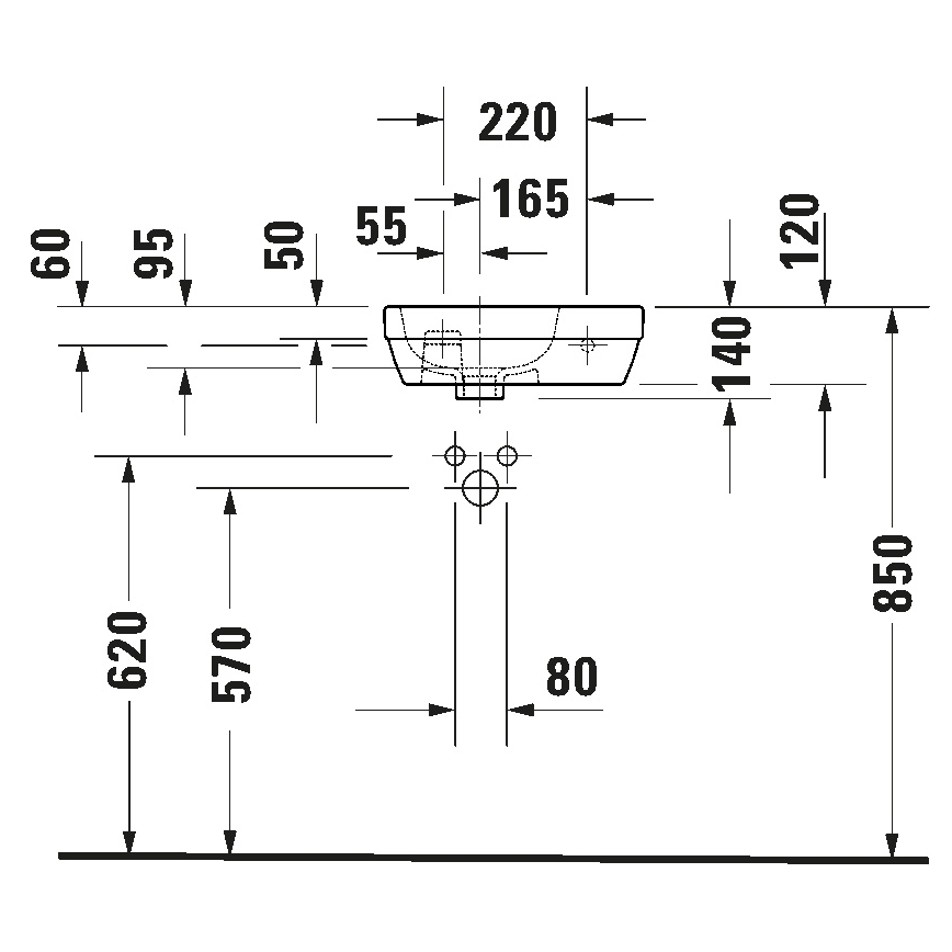 Duravit 7494000412 - Lavabo mural D-CODE 40x22 cm cerámica/blanco brillante