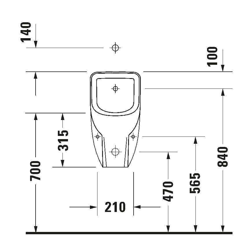 Duravit 828300000 - Urinario D-CODE Rimless con toma superior, desagüe posterior, cerámica, blanco brillante