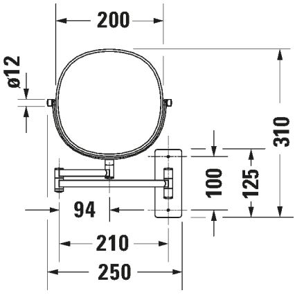 Duravit 99121000 - Espejo cosmético de pared D-CODE en cromo brillante