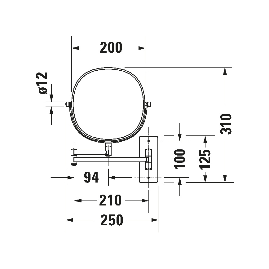 Duravit 99121000 - Espejo cosmético de pared D-CODE en cromo brillante