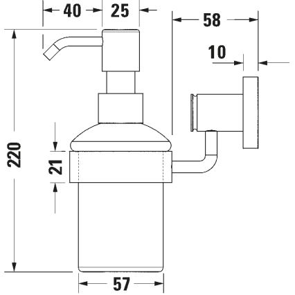 Duravit 99164600 - Dispensador de jabón de pared D-CODE 390 ml vidrio esmerilado/negro mate