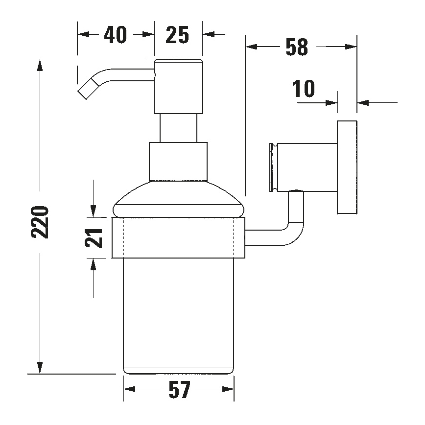Duravit 99164600 - Dispensador de jabón de pared D-CODE 390 ml vidrio esmerilado/negro mate