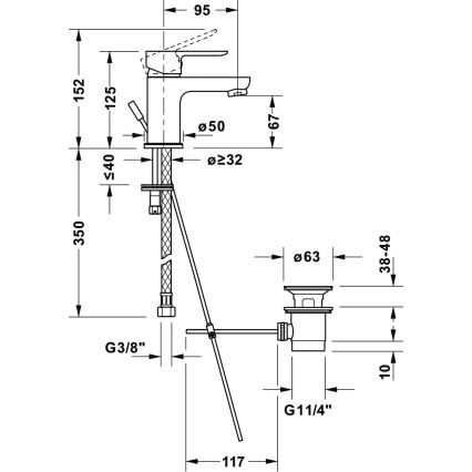 Duravit DC1013001046 - Grifo de lavabo + desagüe D-CODE negro mate