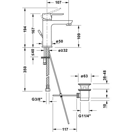 Duravit DC1023001046 - Grifo de lavabo + válvula de desagüe D-CODE negro mate