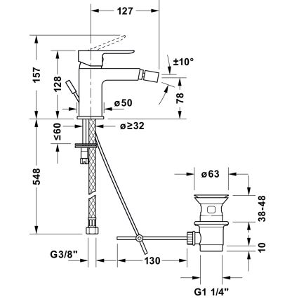 Duravit DC2400011046 - Grifo para bidé D-CODE negro mate