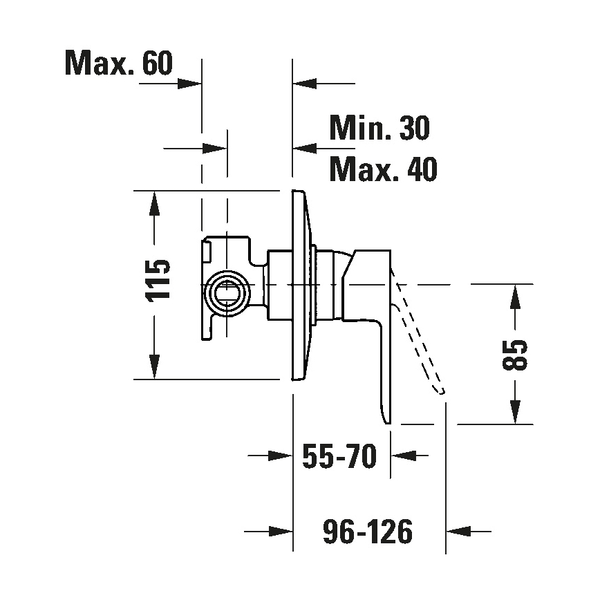 Duravit DC4210007046 - Mezclador de ducha para instalación empotrada D-CODE, negro mate