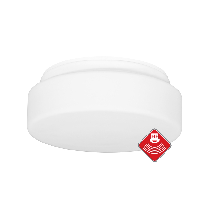 Plafón de exterior con sensor HECTOR 1xE27/60W/230V diá. 25 cm IP44 ópalo blanco