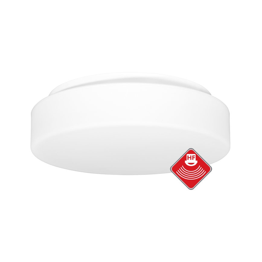 Plafón de exterior con sensor HECTOR 1xE27/60W/230V diá. 30 cm IP44 ópalo blanco