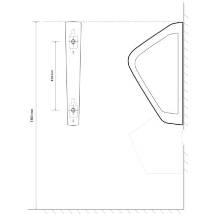 EcoStep 33001 - Mampara divisoria para urinario 57,5x36 cm cerámica/blanco