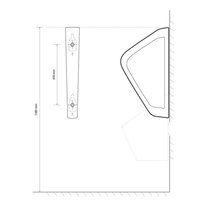 EcoStep 33001 - Mampara divisoria para urinario 57,5x36 cm cerámica/blanco