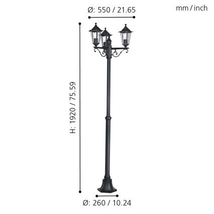 Eglo - Lámpara exterior 3xE27/60W/230V IP44
