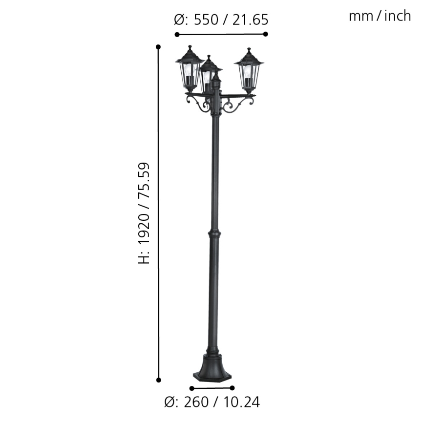 Eglo - Lámpara exterior 3xE27/60W/230V IP44