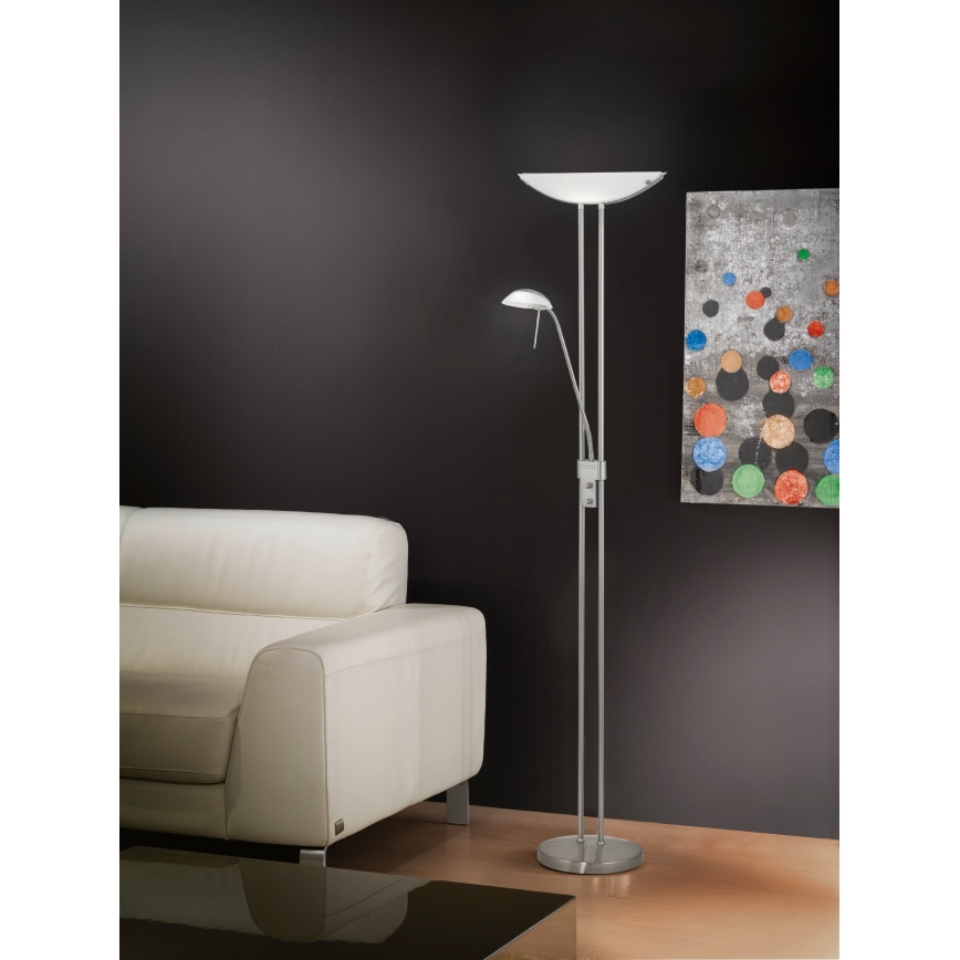 Eglo 25869 - Lámpara de pie regulable BAYA 1xR7s/230W/230V+1xG9/33W cromo mate