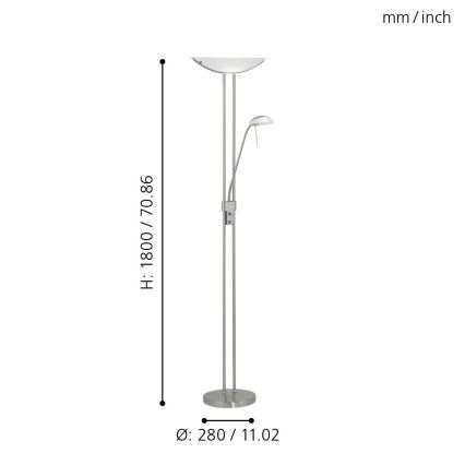 Eglo 25869 - Lámpara de pie regulable BAYA 1xR7s/230W/230V+1xG9/33W cromo mate