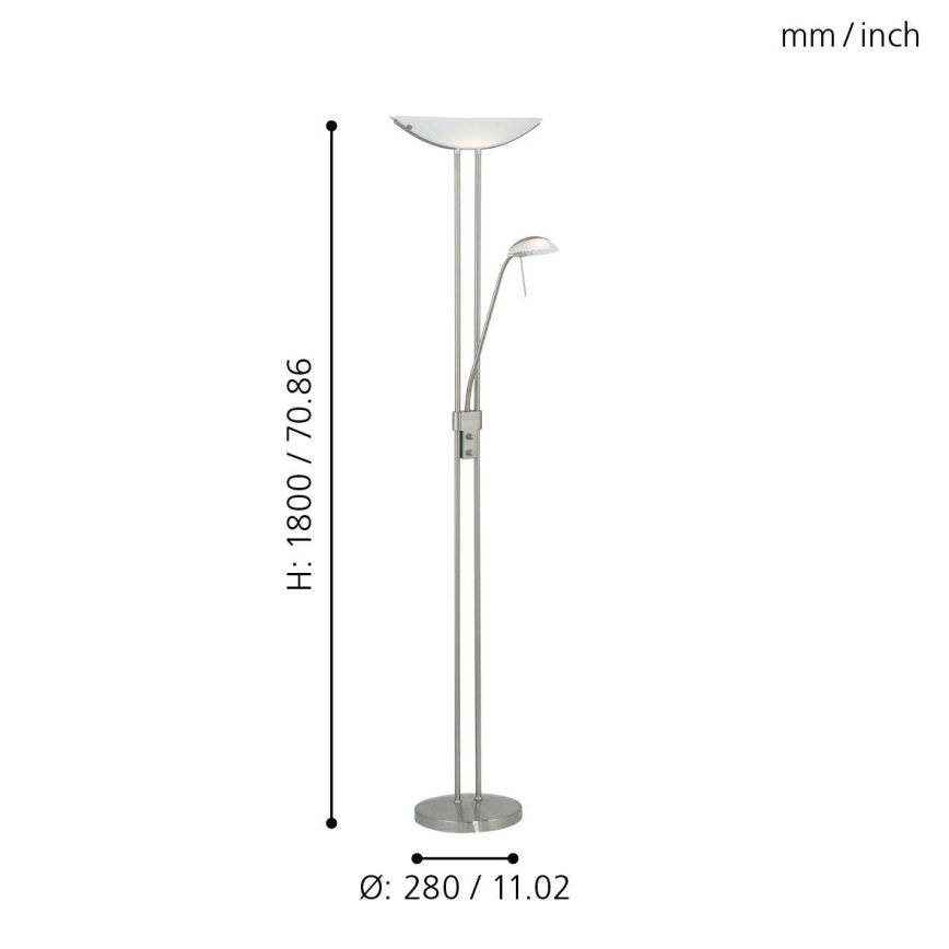 Eglo 25869 - Lámpara de pie regulable BAYA 1xR7s/230W/230V+1xG9/33W cromo mate
