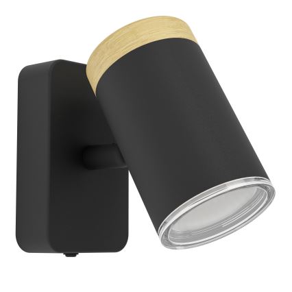 Eglo - Aplique de pared para baño tipo foco 1xGU10/3W/230V IP44 negro/beige