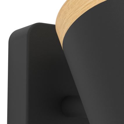 Eglo - Aplique de pared para baño tipo foco 1xGU10/3W/230V IP44 negro/beige