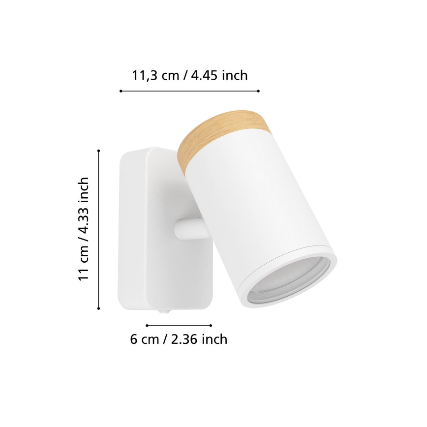 Eglo - Aplique de pared tipo foco para baño 1xGU10/3W/230V IP44 blanco/beige