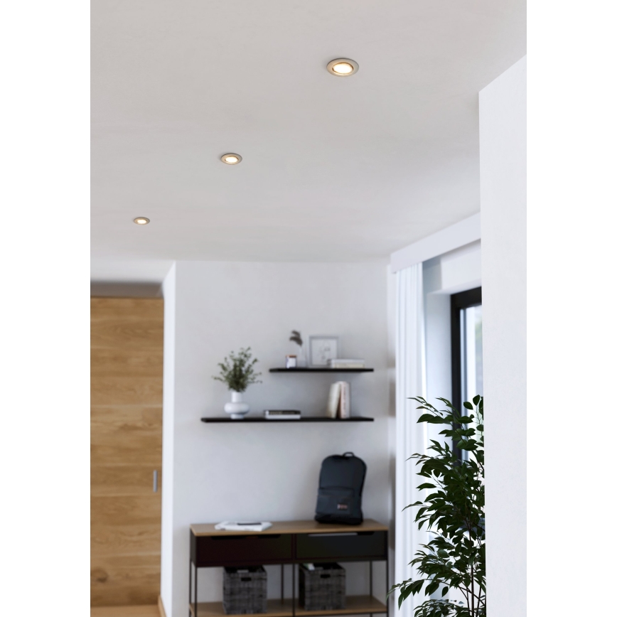Eglo - Pack de 3 focos empotrados LED/4,9W/230V 2700/4000/6500K Ø 9 cm cromo mate