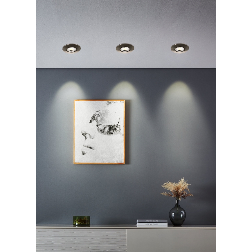 Eglo - Juego de 7 focos empotrables LED, 4,9 W, 230 V, 2700/4000/6500 K, Ø 9 cm, cromo mate