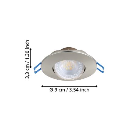 Eglo - Pack de 10 downlights empotrables LED/4,9W/230V 2700/4000/6500K Ø 9 cm cromo mate
